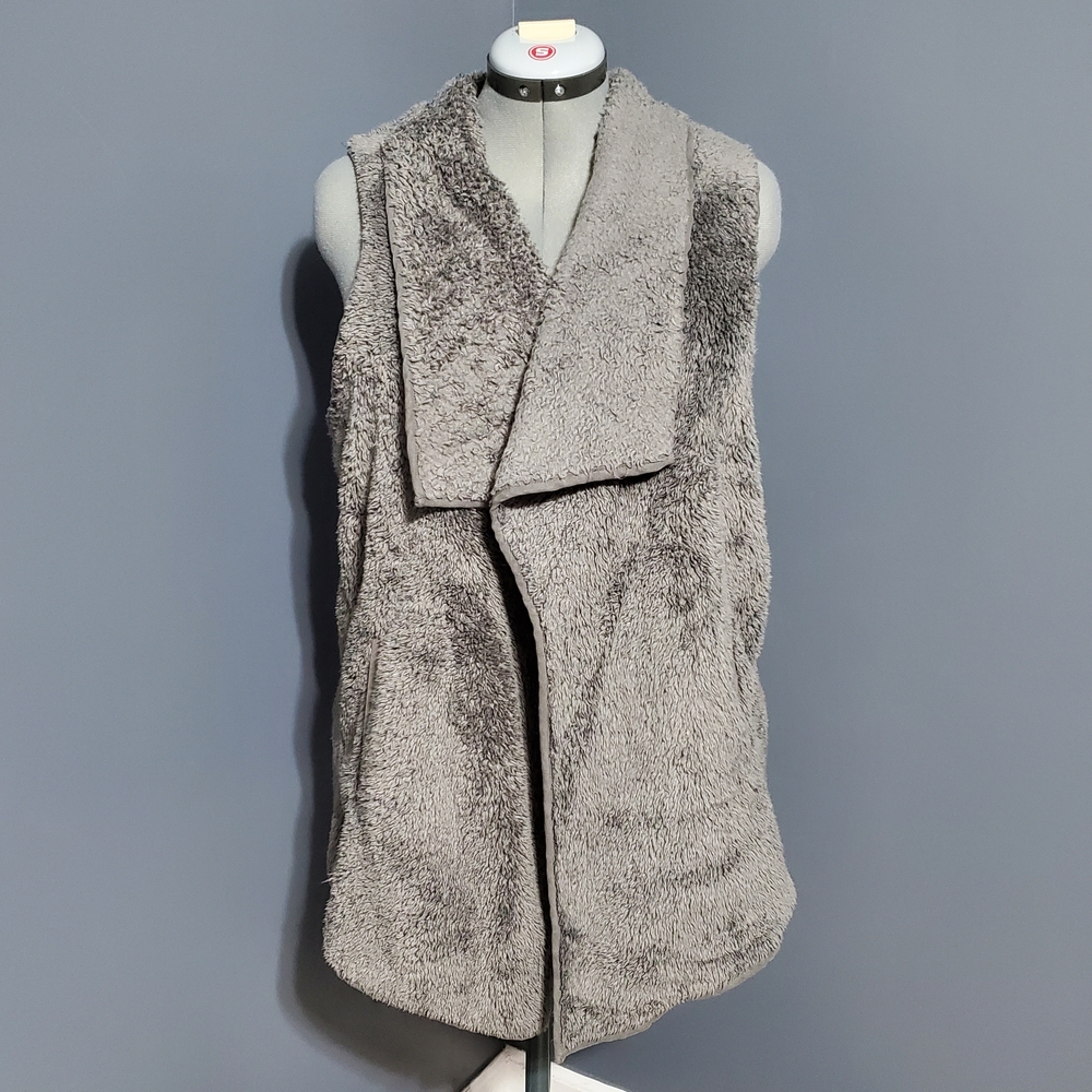CY Fashion Gray Sleeveless Fleece Vest Teddy Bear Women's Size M